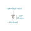 50pcs #8 x 3/8" (9.5mm) Stainless Flat Head Phillips Wood