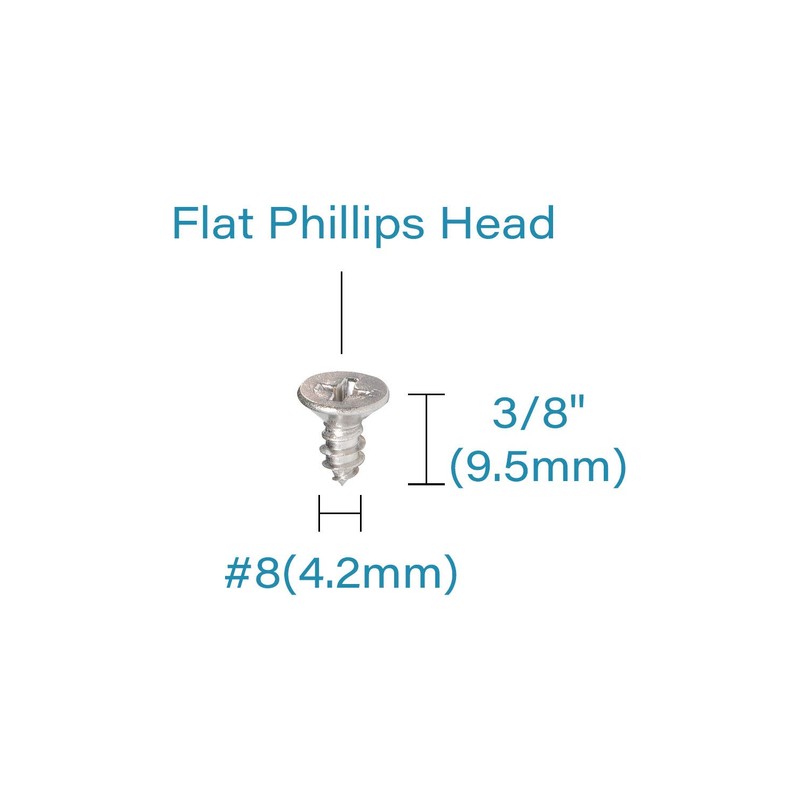 50pcs #8 x 3/8" (9.5mm) Stainless Flat Head Phillips Wood