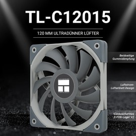 Thermalright TL-C12015 120mm Slim Lüfter, PWM Steuerung, 1500RPM, Balance Performance Slim Lüfter für kleines Formfaktor Gehäuse,15mm Slimline Kühler Lüfter.