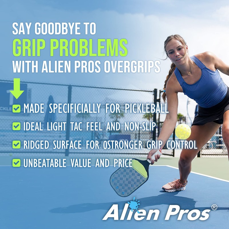 ALIEN PROS Pickleball Overgrip (paquete de 4) con crestas para