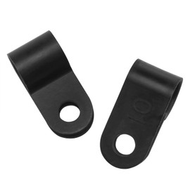 Xhziy 1/4 Inch Plastic R-Type Black Cable Clamp Wire Fence Clips Nylon A-Clip Plastic P Fasteners Clips Clamp with Mounting Screws 120 Sets