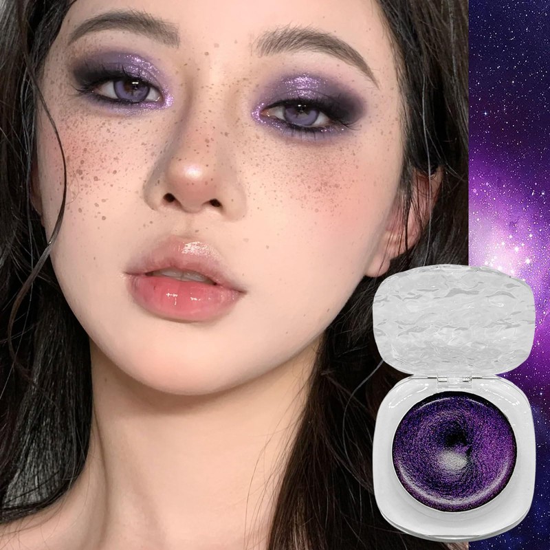 Glitter Eyeshadow Purple Shimmer Black Cream Eye Shadow, Soft Smooth