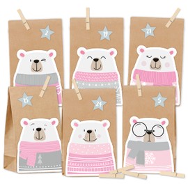 KuschelICH Advent Calendar for Filling Polar Bear with Wooden Pegs