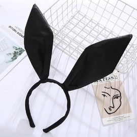 Wgudzpj Bunny Ears Headband for Women, White Rabbit Ear Hair Band Easter Rabbit Ear Hair Accessories for Girls Party Costume (Black)