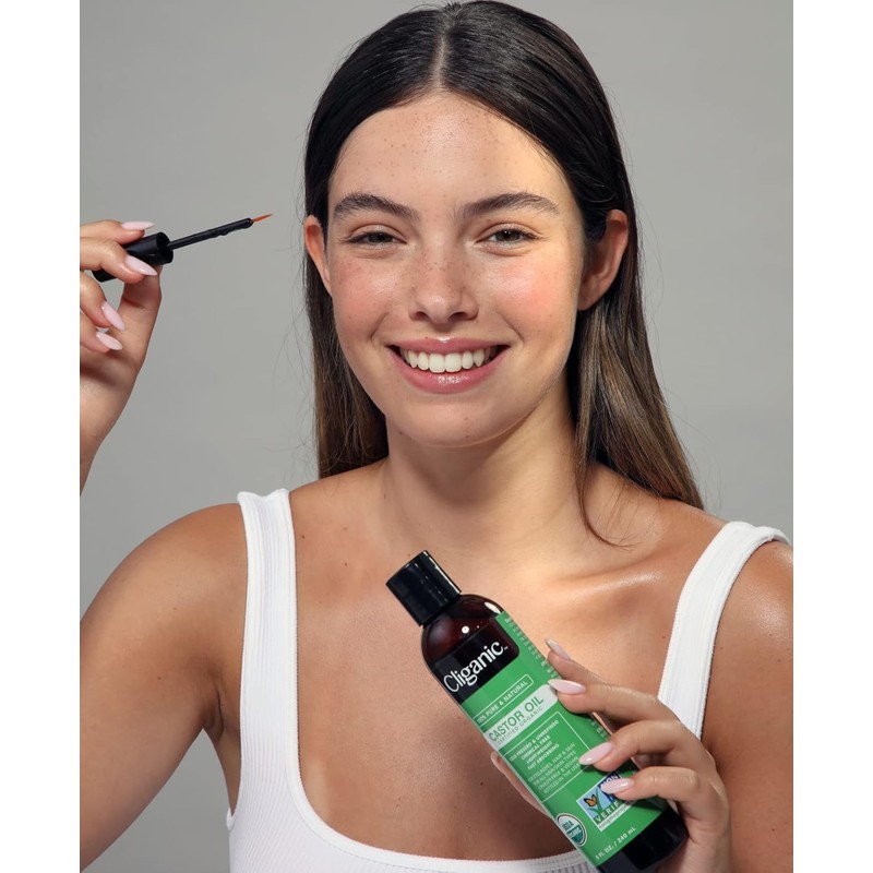 Cliganic Organic Castor Oil, 100% Pure (6oz with Eyelash Kit)