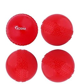 Kosma Set of 4pc Cricket Windball | Indoor & Outdoor Soft Training Cricket Ball for Coaching Practice - Red