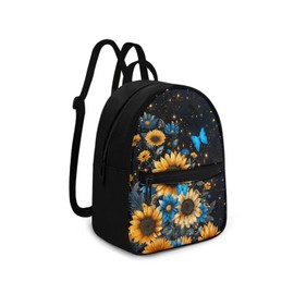 HUGS IDEA Sunflower Butterfly Mini Backpacks for Women Small Cell Phone Backpack for Travel Daypack Lightweight Shoulder Bag with Adjustable Strap Back Pack Handbag Accessories
