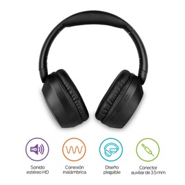 Redlemon Audífonos Inalámbricos de Diadema Plegable Bluetooth 5.3, Sonido Ultra High Definition, Manos Libres, Batería hasta 50 Horas de Uso Continuo, Cable Auxiliar 3.5mm y Almohadillas Acolchonadas