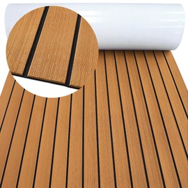 HZCHIONE EVA Foam Boat Decking Flooring Faux Teak Boat Floor Mat Self-Adhesive Boat Marine Carpet Non-Slip Foam Boat Deck Rolls Sheet for Boats Pontoon Yacht Helm Pad RV Floor(94.5x21.66)