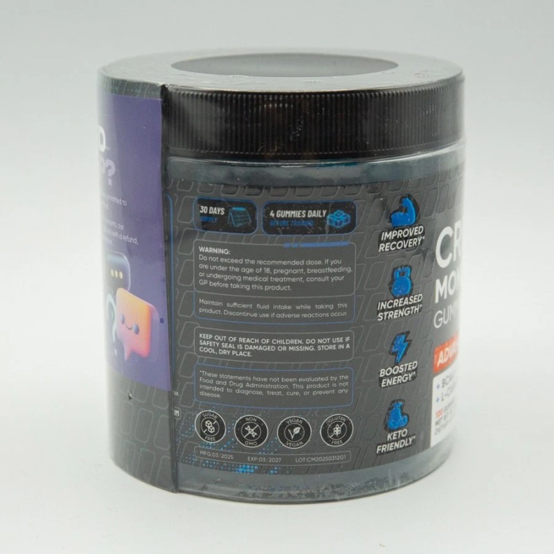 Purawex Creatine Monohydrate 8500mg Complex Blueberry Gummies 120, ex 03/2027