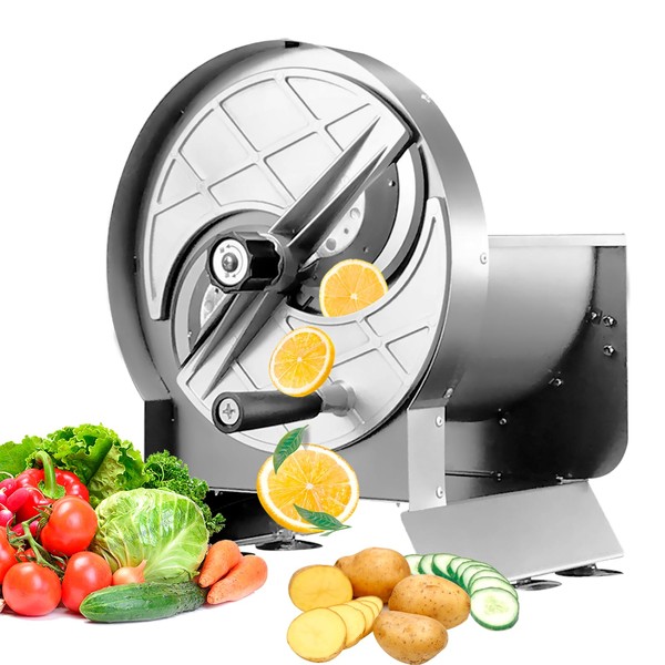 Anatole Fruit Slicer Stainless Steel Commercial Vegetable Potato Tomato Slicer 0-0.5'' Thickness Adjustable Manual Onion Cabbage Cutter with 6 Suction Cups for Restaurant Home