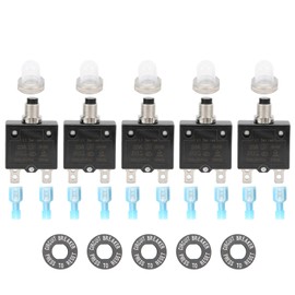 20A Overload Thermal Circuit Breaker with Quick Connect Terminals Waterproof Cap Push Button Manual Reset