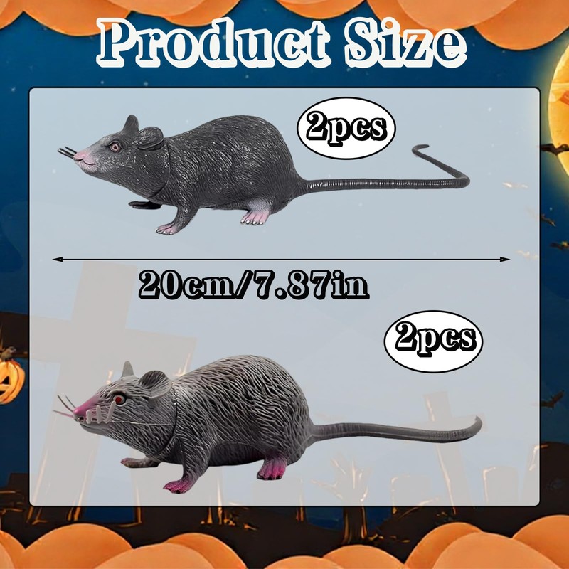 4 Pcs Toy Rat Fake Rat Set, Halloween Prank Props
