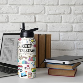 School Psychologist Gifts 32 oz School Psychologist Water Bottle Insulated Tumbler with Straws and Flip Lid Stainless Steel Travel Cup School Psychologist Teacher Appreciation Gifts for Women Men