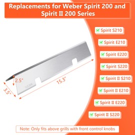 QuliMetal SUS304 15.3" Flavorizer Bars for Weber GS4 Spirit II 200, Spirit II E-210, Spirit E-210, Spirit 200 Series Grills with Front-Mounted Control, Replacements for Weber 7635 67045
