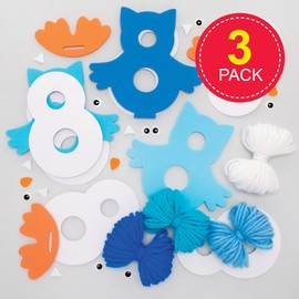 Baker Ross FE969 Snow Owl Pom Pom Craft Set - Pack of 3, Christmas Crafts, Pom Pom Decorations for Children for Crafts, Decorating and Displaying, Creative Activities for Children
