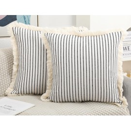 NUYECY Set of 2 Black Boho Throw Pillow Covers 26 x 26,Euro Sham Pillow Covers,Decorative Large Pillow Cover Pillow Case Cushion Cover for Bed Sofa Couch Farmhouse Living Room