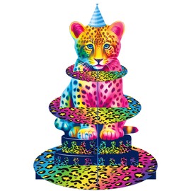 Rainbow Neon Leopard Cupcake Stand Cheetah Birthday Party Decorations 3 Tiers Leopard Cupcake Holder Cheetah Print Dessert Tower for Neon Animals Theme Party Supplies