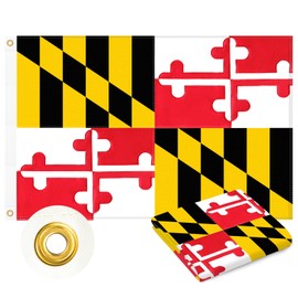 Maryland Flag 3x5 FT Heavy Duty Outdoor, Fully Sewn with Embroidered Red Cross Design | 210D Oxford Fabric | Brass Grommets and 4 Stitch Hemming | State of Maryland MD Flags for Outside House Garden
