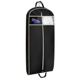 MISSLO 43" Gusseted Travel Garment Bag with Accessories Zipper Pocket Breathable Suit Garment Cover for Shirts Dresses Coats, Black
