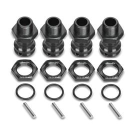 flexman Set of 4 Wheel Hex Hub, Aluminium Alloy RC Car Wheel Hex Hubs, Wheel Adapter, Black Drive Adapter, RC Car Wheel Hubs, Combinator Clutch Conversion for 1/8 RC Car Model