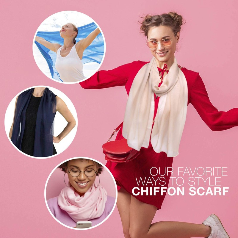 Basic Sense Plain Chiffon Soft Sheer Scarf, Baby Pink