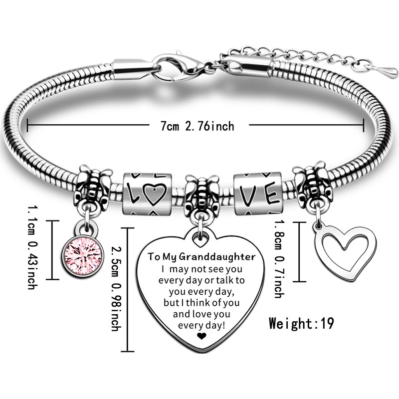 JMIMO Granddaughter Bracelet Granddaughter Gifts from Nanny Grandad Granddaughter Birthday