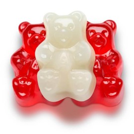 Valentines Gummy Candy - Red & White Cherry and Strawberry Banana Gummy Bears Candy, Valentines Gummies for Festive Celebrations (1 Pound)