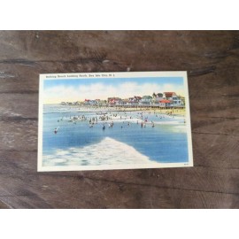 Vintage " Bathing Beach Looking South" Sea Isle City NJ" Linen Postcard Original