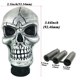 Abfer Silver Stick Shifter Car Gear Shift Knob Skull Shifting Head Replace for Most Automatic Manual Truck Transport Vehicles