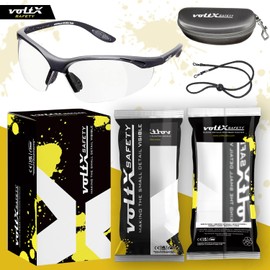 voltX Protective Glasses with Visual Strength incl. Safety cord with stopper - anti-scratch and anti-fog - UV protection, transparent, Others