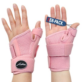Dr. Arthritis Doctors Designed Wrist Bandage, Thumb Brace Left/Right, Wrist Support with Thumb Splint/Stabilising Wrist Support with Thumb Brace [Pink, Pair]