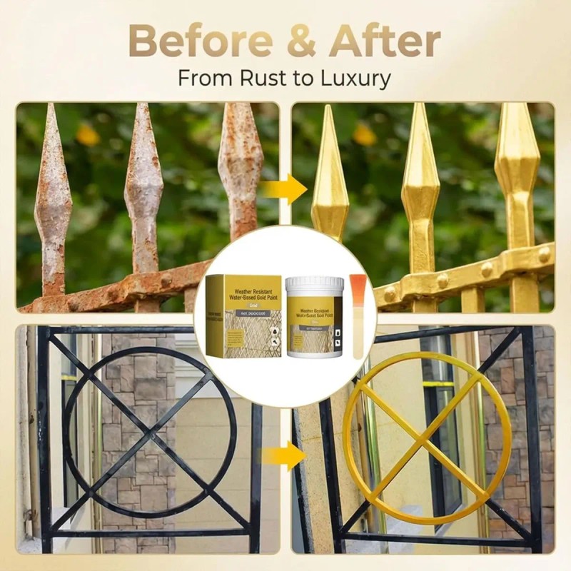 3pcs Weather Resistant Water-based Gold Paint 150g,