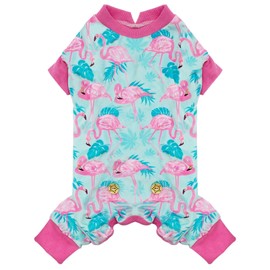 KYEESE Dog Pajamas Soft Dogs Clothes Pet Coat Velvet Dog Pajamas Small Sized Dogs Comfy Doggie Jammies Onesie Stretchy Doggie Pjs Pet Costume with Flamingo Pattern, Small