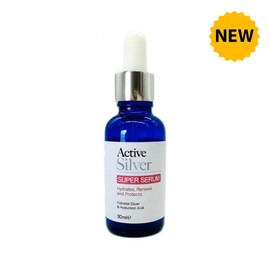 Active Silver Super Serum (30ml), Colloidal Silver at 25ppm with Aloe Vera and Hyaluronic Acid for Skin Nourishing, Protecting and Hydrating