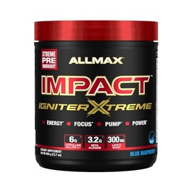 ALLMAX Nutrition  Impact Igniter Extreme  360 gr  40 ser  Blue Raspberry  Pre Entrenamiento  3 g de Malato de Citrulina 21  1.6 g de Beta Alanina...  