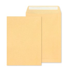 RAYLU PAPER - Pack of Large Kraft Peel and Seal Envelopes for Sending Documents, Quick and Easy to Seal, 90gsm (C4, Pack of 10)