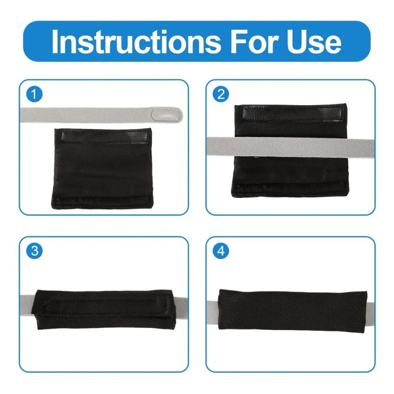Strap Covers For Mask Headgear Satin 4 Pack Black