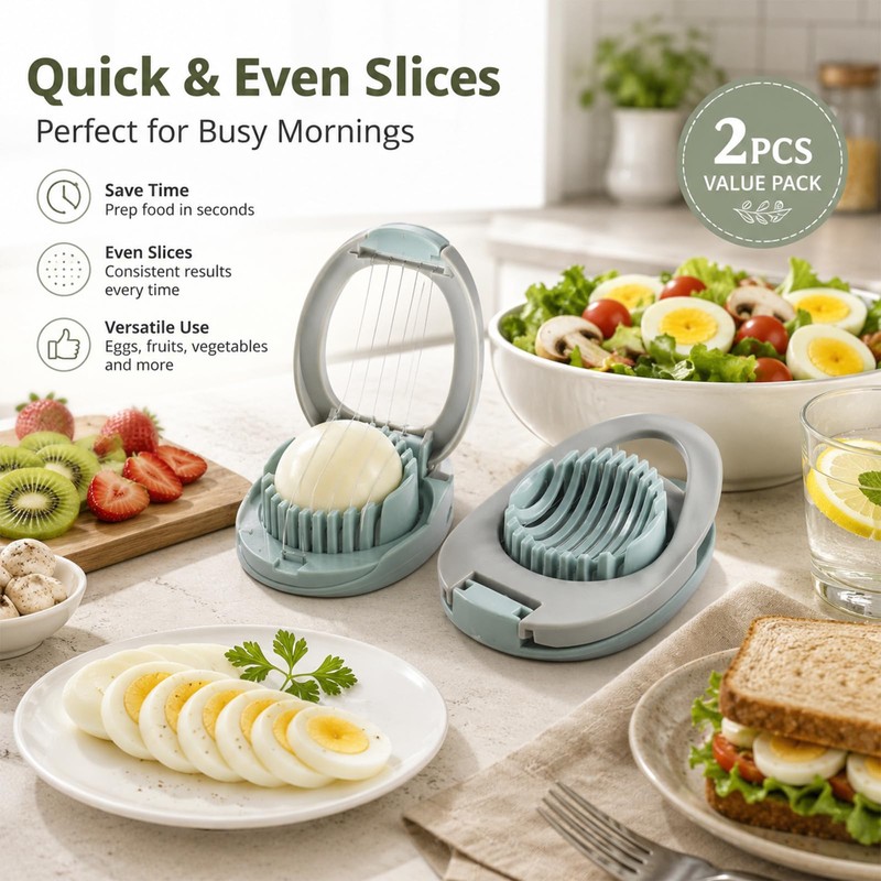 2 PCS Egg Slicer, Egg Cutter for Boiled Eggs, Hard