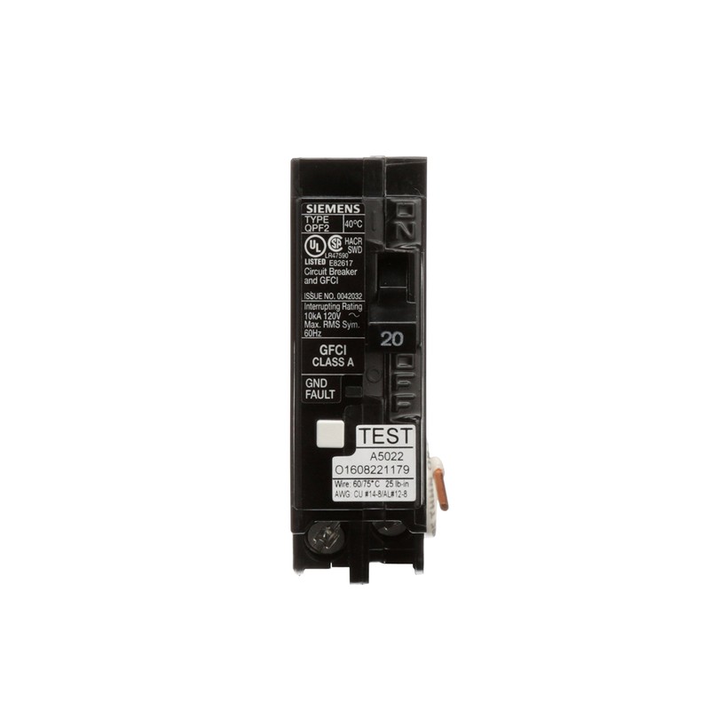 SIEMENS QF120A Gfci Circuit Breaker, Plug In, Self Testing, 20