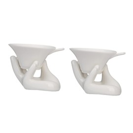 ULTECHNOVO 2 Sets Ceramic Kung Fu Tea Set Tea Filter with Guanyin Hand Support Holder for Home Office Brewing Ceramic
