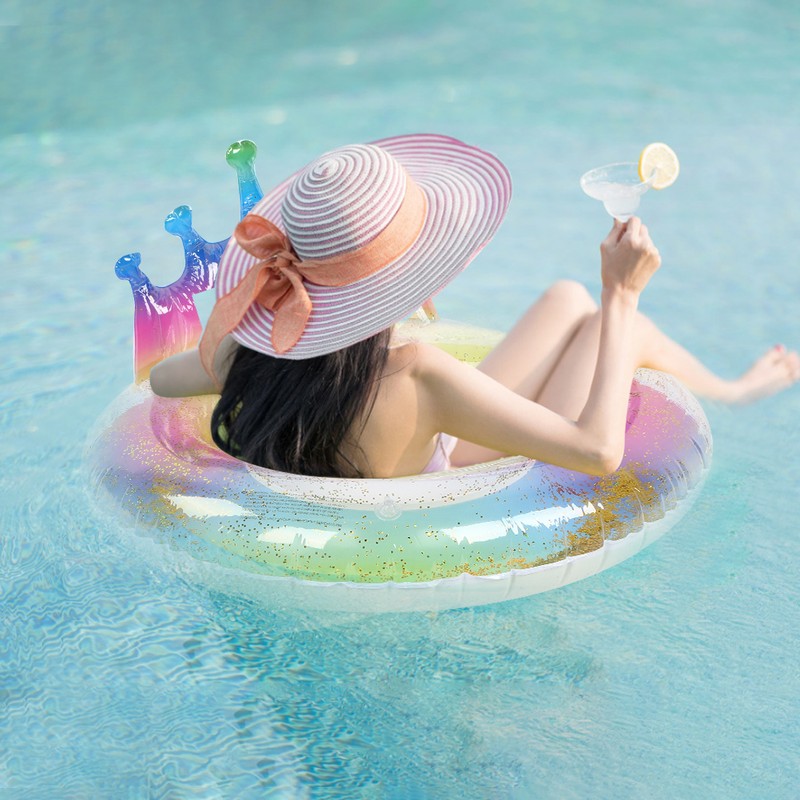Inflatable Circle Thickened Large Queen Crown Sequins Swimming Ring Lifebuoys