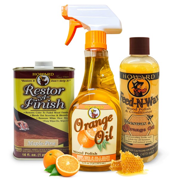 Howard Complete Wood Restoration Kit, Clean, Protect, and Restore Wood