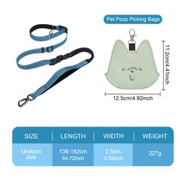 Lunaanda Freihandleinen Hundeleine mit Kotbeutelhalter, Verstellbarer Laufgurt Crossbody Bungee Joggingleine Hunde mit Reflektierenden Nähten für Mittelgroße Große Hunde Spazierengehen Joggen Training