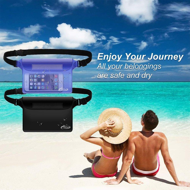 AiRunTech Waterproof Pouch with Waist Strap (2 Pack) | Beach
