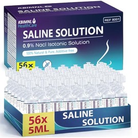 Solución salina al 0.9%, solución limpiadora, solución normal para usos domésticos multiusos para todas las edades, 0.2 fl oz cada uno (56 unidades)