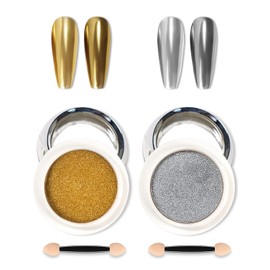 Gold Silver Chrome Nail Powder Solid Acrylic Dip Powder Holographic Fine Glitter Metallic Magic Mirror Effect French Manicure Reflective Pigment Gel Polish Nails Art Sequins Design Supplies