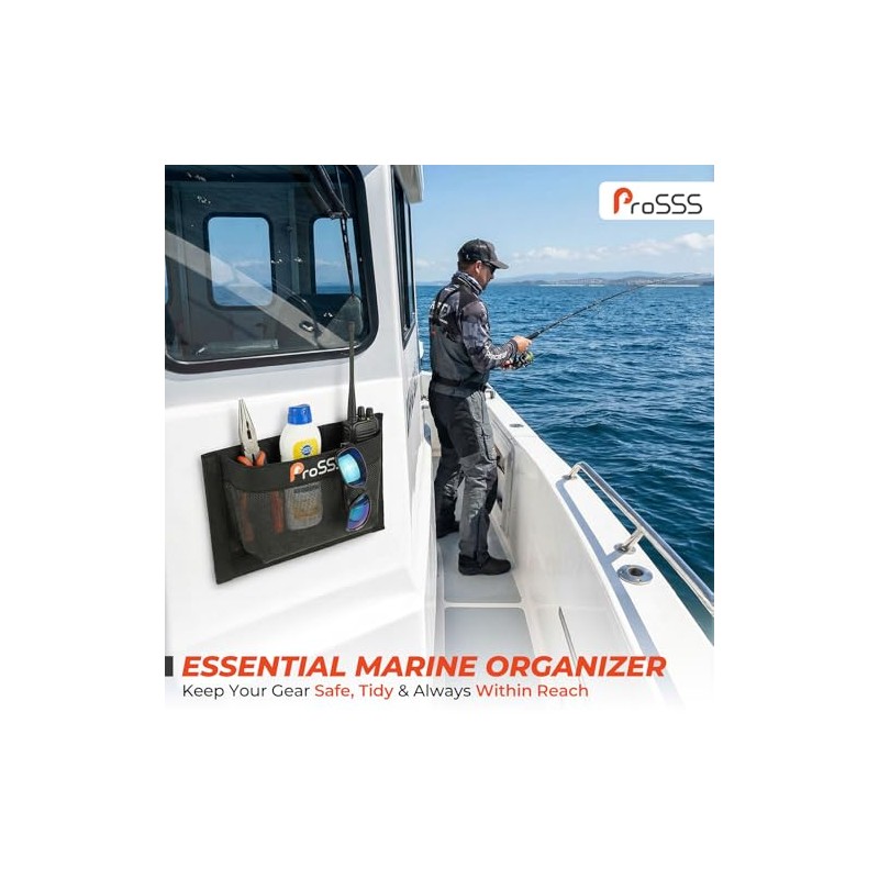 Self-Adhesive Storage Mesh Bag for Boats - Waterproof Organizer