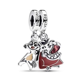 UIHEI The Lion King Timon & Pumbaa Splittable Dangle Charm for Women Bracelets Necklaces in 925 Sterling Silver,Mother's Day Birthday Gifts for Women