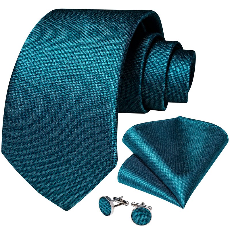 DiBanGu Extra Long Solid Dark Teal Tie for Men Big